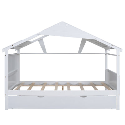 Full Size House Bed With Twin Trundle And Storage Drawer