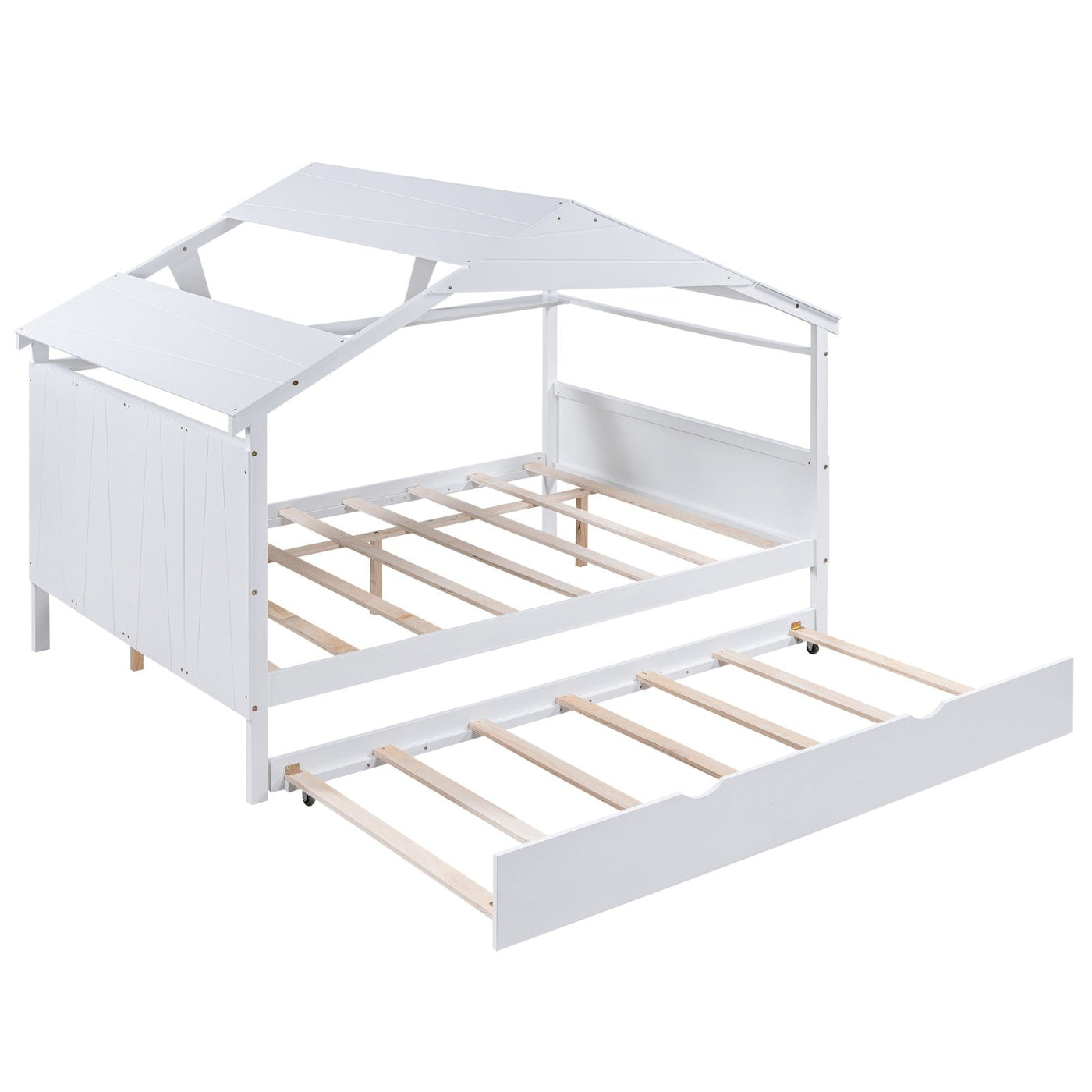 Full Size House Bed With Twin Trundle And Storage Drawer