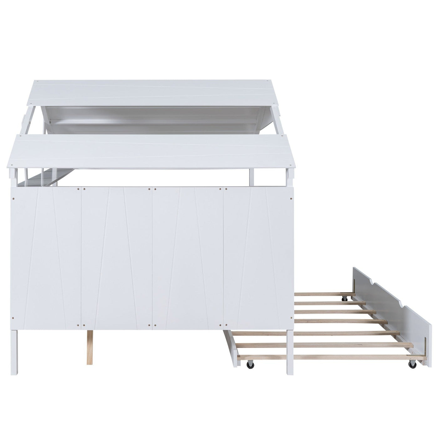 Full Size House Bed With Twin Trundle And Storage Drawer