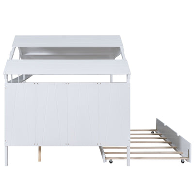 Full Size House Bed With Twin Trundle And Storage Drawer