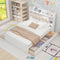 Queen Size Platform Bed With Storage Shelves And Four Drawers