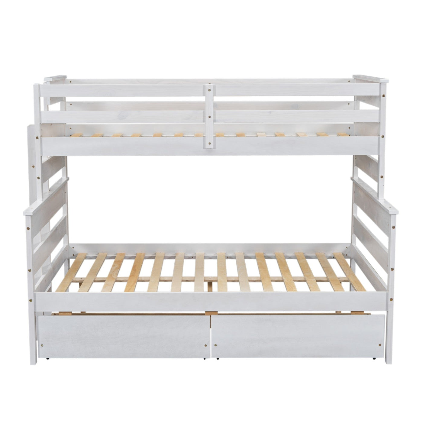 Wood Twin Over Full Bunk Bed With Storage Drawers