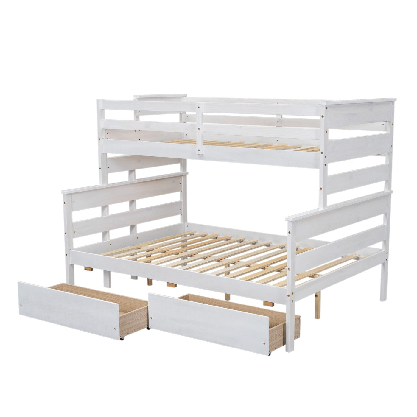 Wood Twin Over Full Bunk Bed With Storage Drawers