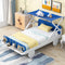 Wood Twin Size Car Bed With Ceiling Cloth Headboard Footboard