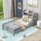 Twin Platform Bed With Storage Headboard LED Light And Guardrail