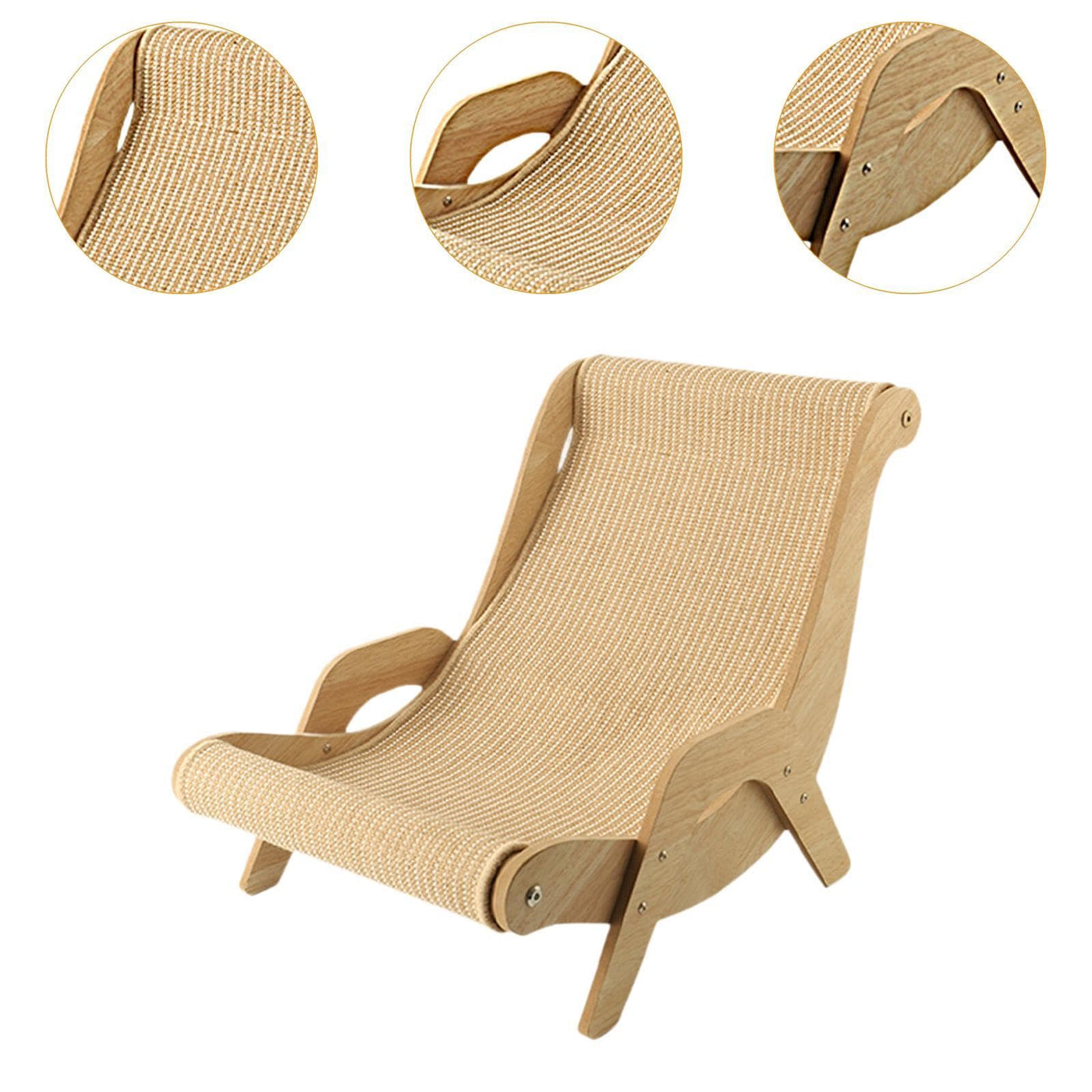 Wooden Cat Lounge Chair With Multi Functional Scratcher For Pets