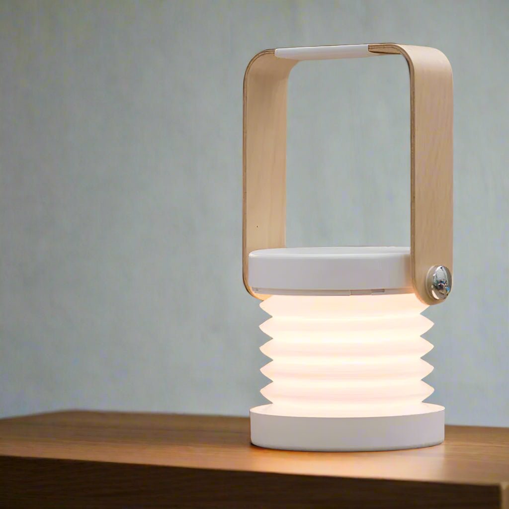 Collapsible LED Lantern With Wooden Handle Rechargeable Portable Light