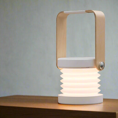 Collapsible LED Lantern With Wooden Handle Rechargeable Portable Light