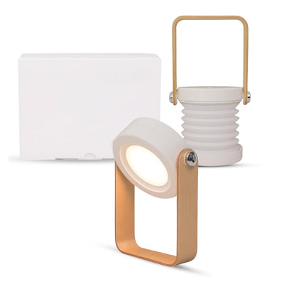 Collapsible LED Lantern With Wooden Handle Rechargeable Portable Light