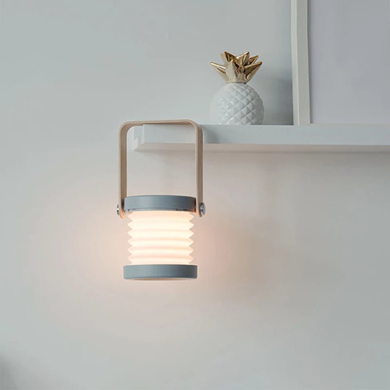 Collapsible LED Lantern With Wooden Handle Rechargeable Portable Light