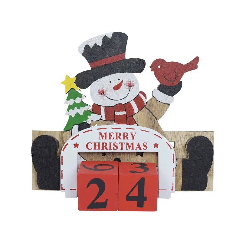 Wooden Christmas Countdown Calendar Painted Festive Holiday Home Decor