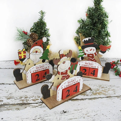 Wooden Christmas Countdown Calendar Painted Festive Holiday Home Decor