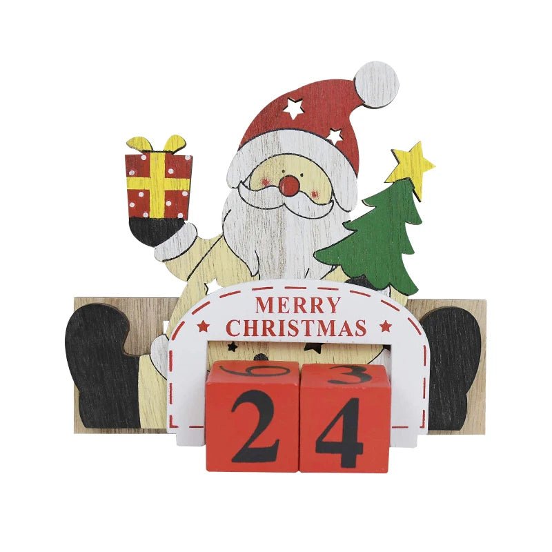 Wooden Christmas Countdown Calendar Painted Festive Holiday Home Decor