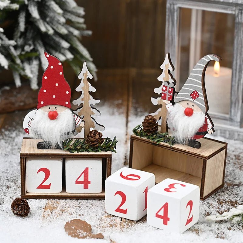 Wooden Christmas Countdown Calendar Painted Festive Holiday Home Decor