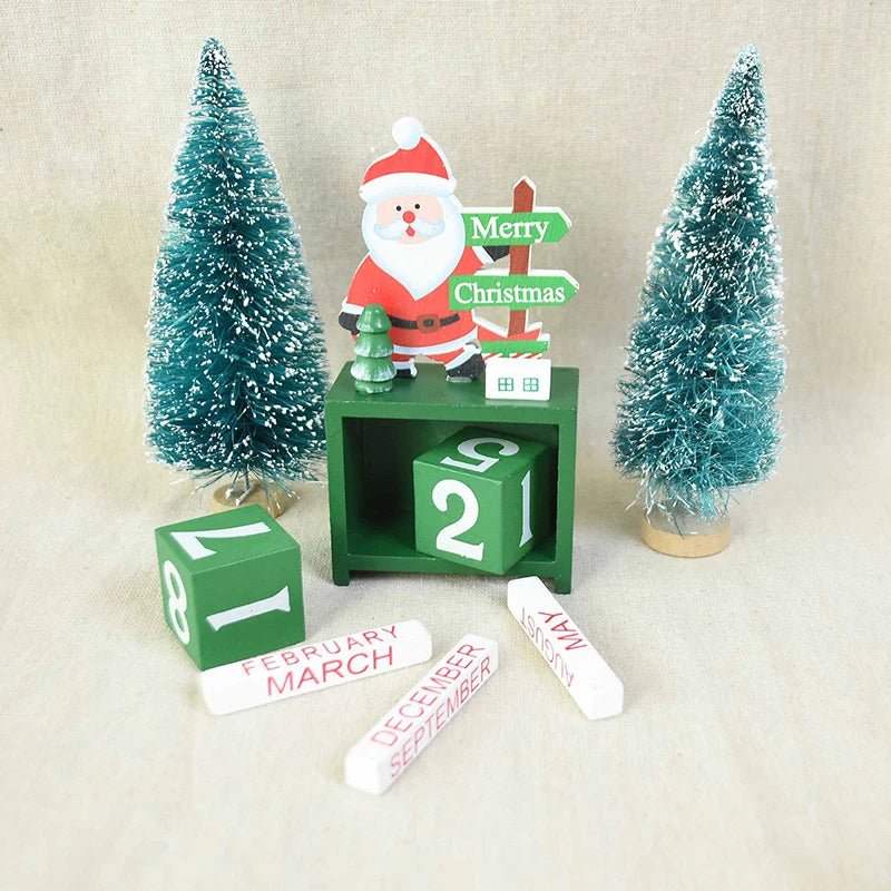 Wooden Christmas Countdown Calendar Painted Festive Holiday Home Decor