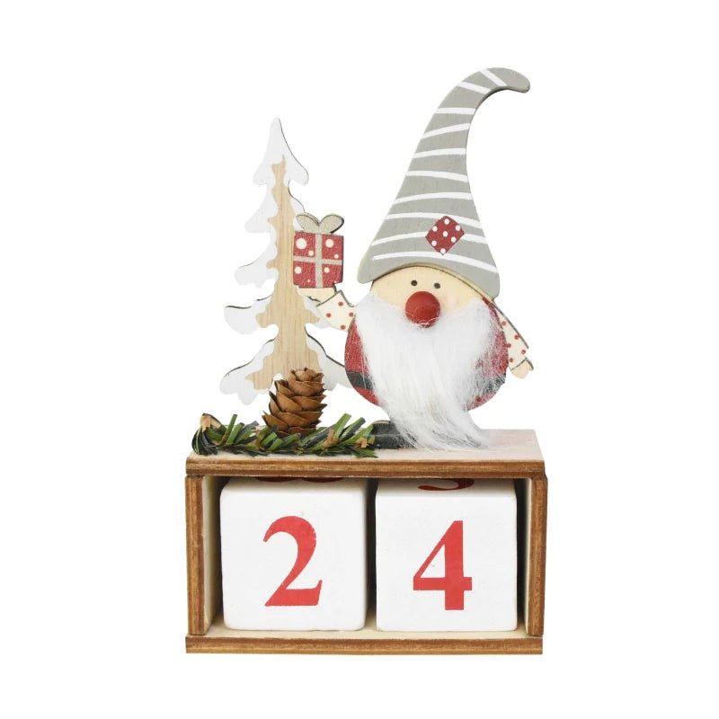 Wooden Christmas Countdown Calendar Painted Festive Holiday Home Decor