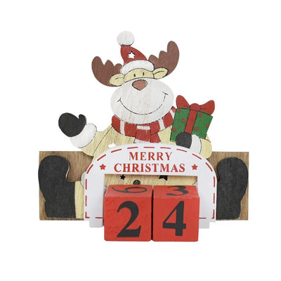 Wooden Christmas Countdown Calendar Painted Festive Holiday Home Decor