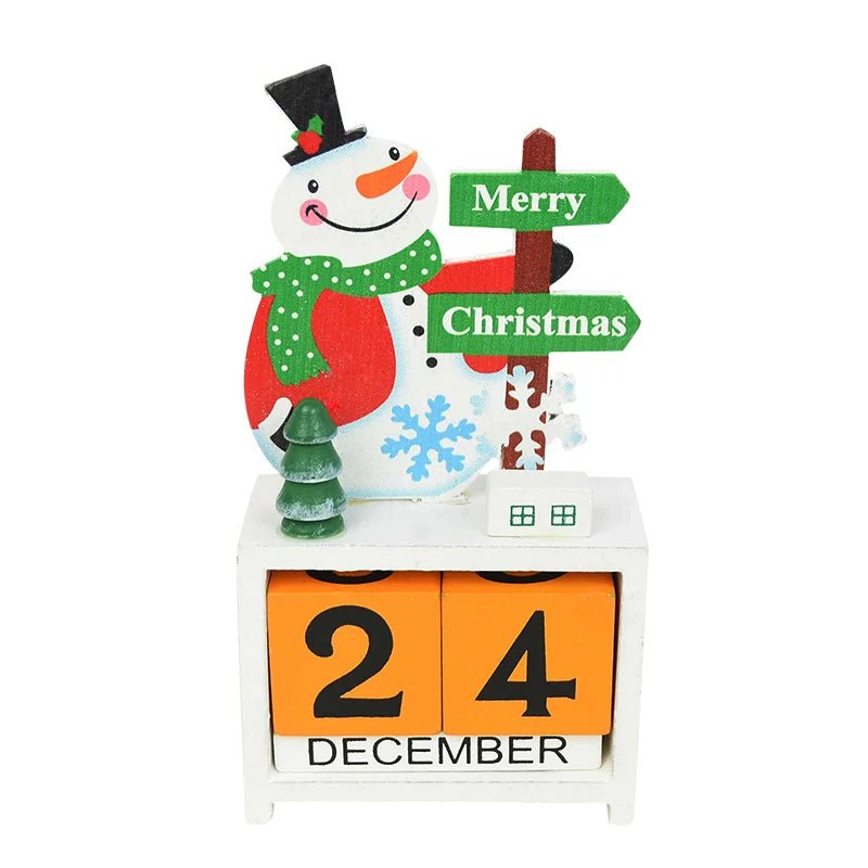 Wooden Christmas Countdown Calendar Painted Festive Holiday Home Decor