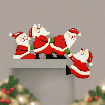Wooden Santa & Reindeer Door Frame Décor Festive Holiday Ornament