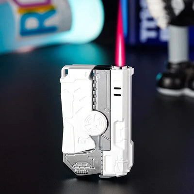 Deformable Fingertip Gyro Decompression Lighter Foldable Windproof Red Flame